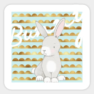 Little bunny on cute pattern Sticker